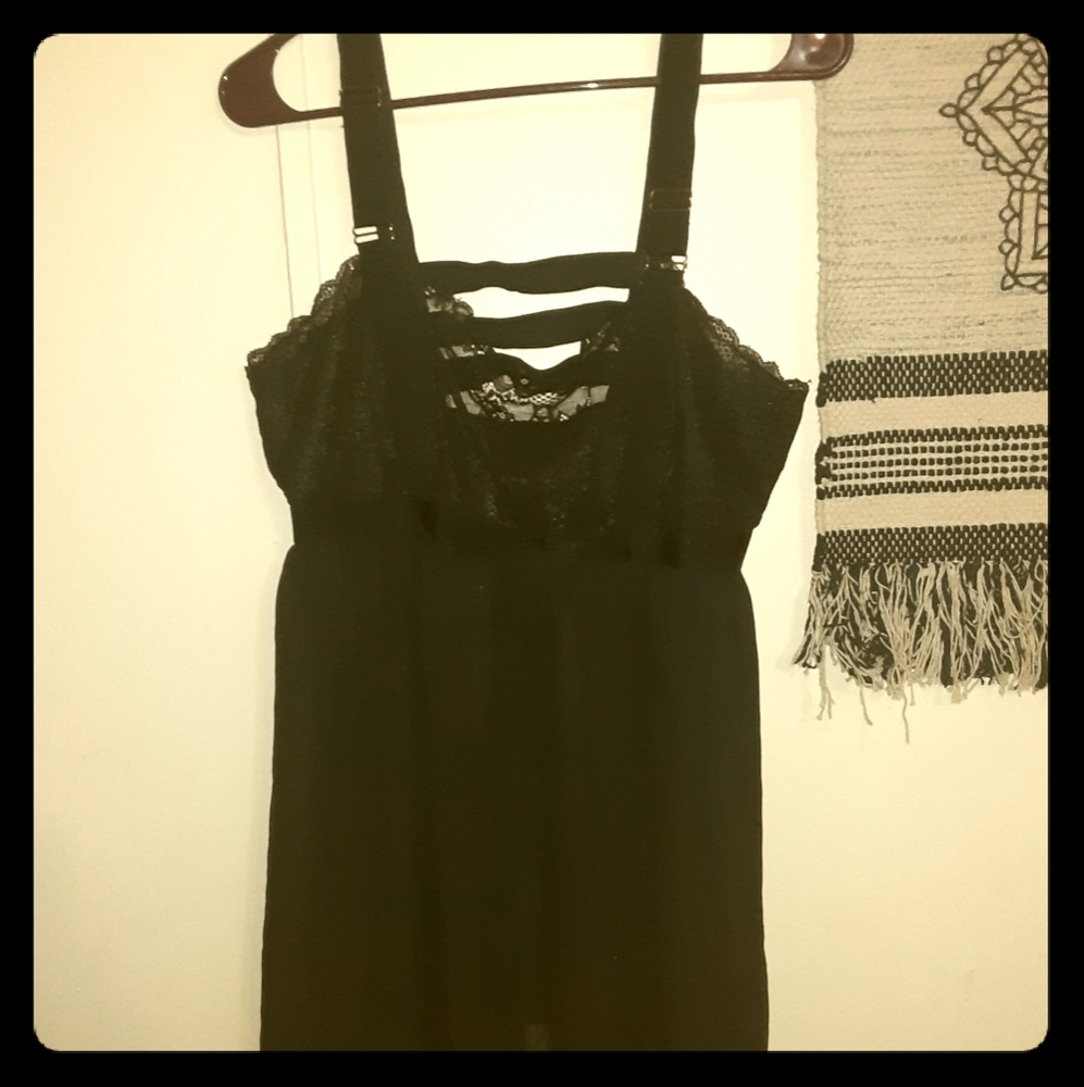 Lace sheer black nightie